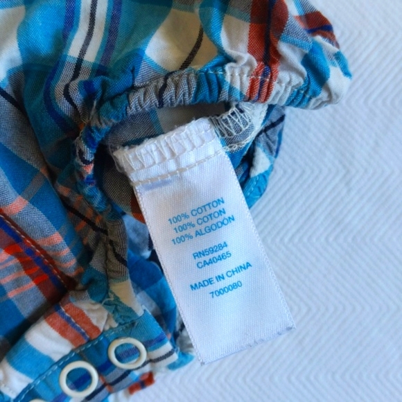 children's place plaid collared short sleeve bodysuit diaper shirt 6-9 months - Picture 5 of 6